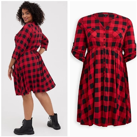 Torrid Plaid Challis Dress - Picture 1 of 5